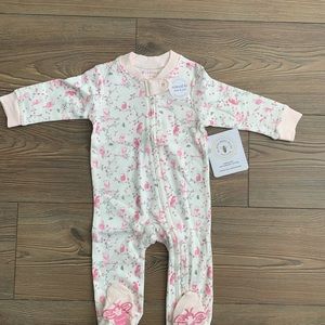 Burts bees baby girl sleeper pjs 3m 6m organic NWT